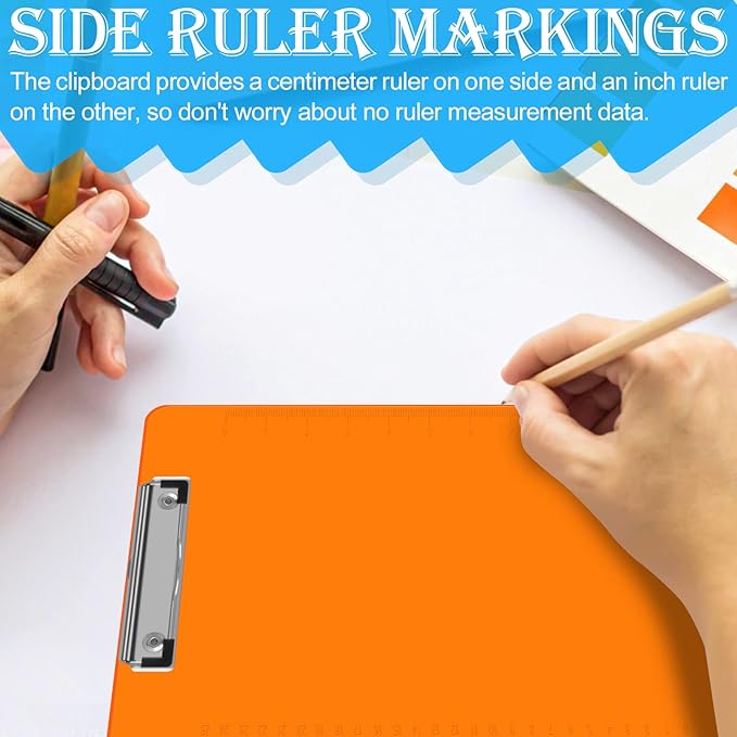 Clipboards, HERKKA 15 Pack Upgrade Plastic Clipboards Low Profile Clip Standard A4 Letter Size, Assorted Transparent Color, for Classroom and Office Use