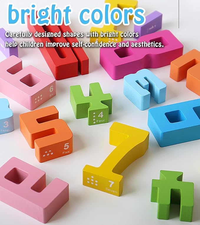 20PCS Montessori Inspired Wooden Number Building Blocks-Math Stacking Number Blocks for 3+ Years Old Kids 1-10 Number Game Balance Competition Toy – Unlock Your Kids Potential