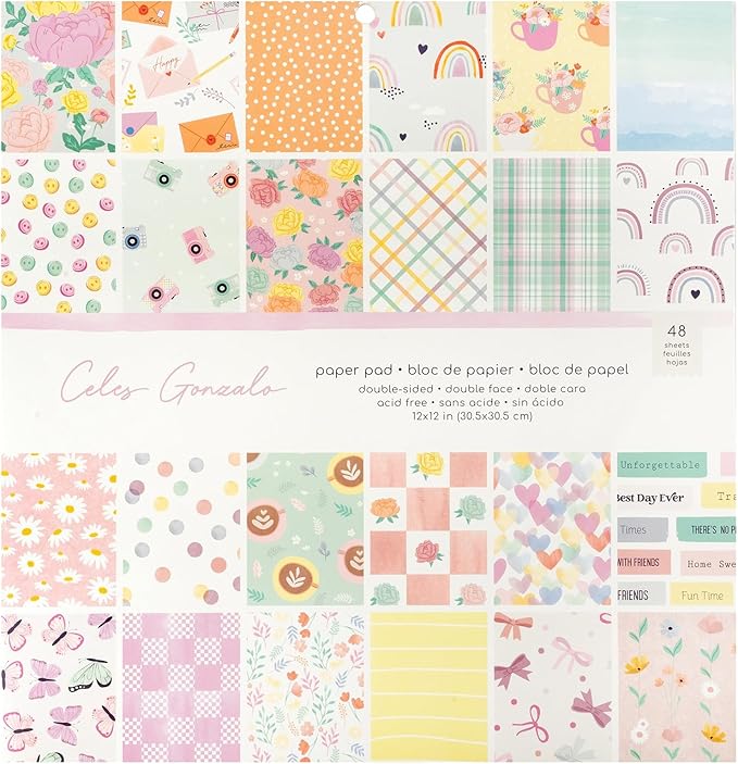 American Crafts Double-Sided Paper Pad 12"X12" 48/Pkg-Rainbow Avenue