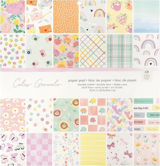 American Crafts Double-Sided Paper Pad 12"X12" 48/Pkg-Rainbow Avenue