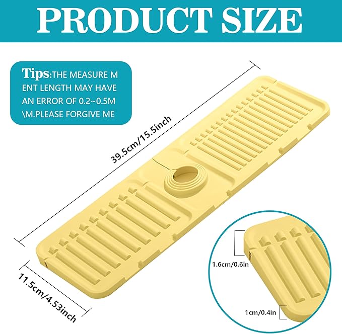 Faucet Mat for Kitchen Sink, Silicone Faucet Handle Drip Catcher Tray Mat, Silicone Kitchen Sink Splash Guard, Ideal Protective Tray for Stone Sinks in Kitchen & Bathroom