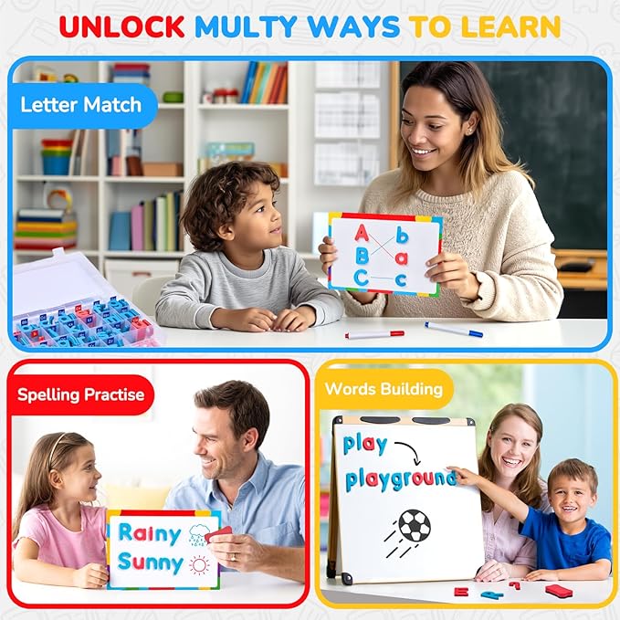 JoyCat Classroom Magnetic Letters Kit 234 Pcs with Double-Side Magnet Board - Foam Fridge Alphabet Letters for Kids Spelling and Learning, Homeschool Activity Pre-K Kid Learning Tool