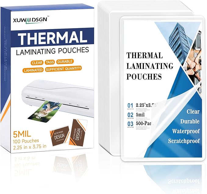 500 Pack 5mil 2.3x3.7in Thermal Laminating Pouches Badge Laminate Pouches Clear Laminated Luggage Tags Printable Laminator Pouches for Business Permits Cards Hold 2x3.5 in Business Card