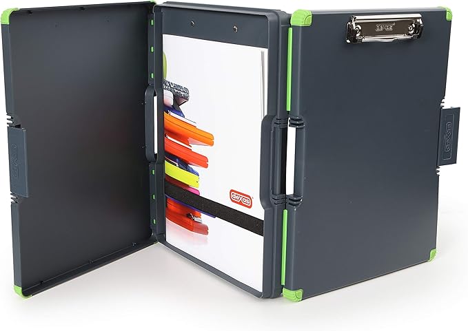 Dexas Duo Clipcase, Double Sided Clipboard Design, Portable Clipboards 13”x10” Gray/Green, Combine Style and Functionality Office Supplies for Nursing, School, Work, Trades, Home Office (Pack of 3)