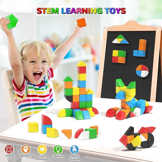 84pcs Magnetic Blocks,Toys for 3 Year Old Boys & Girls, Sensory Toys for Kids with Autism, STEM Preschool Montessori Toys for Toddlers 3-5, Christmas Toys Birthday Gifts for Grandkids