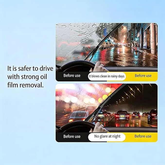 Automotive Oil Film Cleaning Brush for Auto Windows,Upgraded Clear Vision Glass Cleaner,Reusable Anti-Rain Fog Windshield Glass Oil Film Remover,Glass Cleaning Board Improves Visibility,2PCS