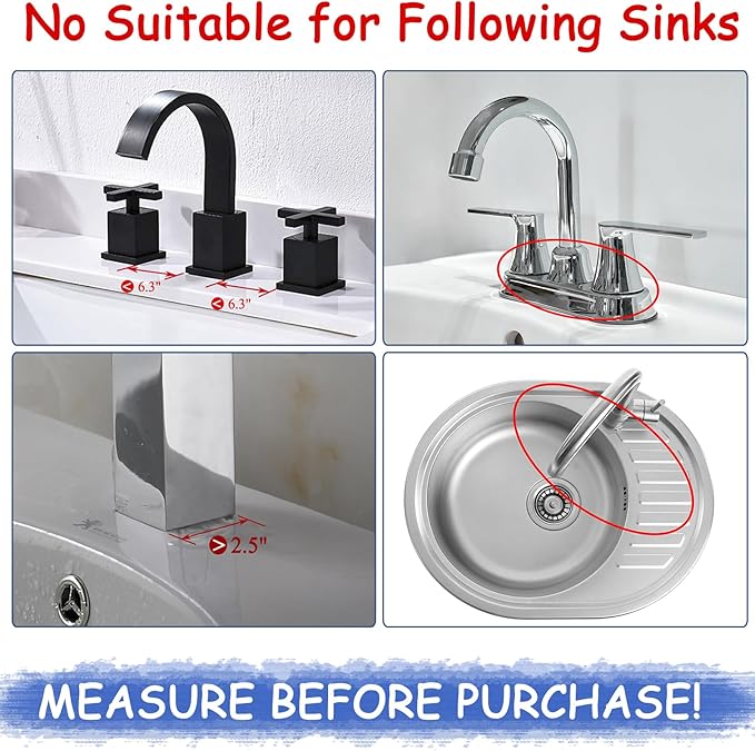 Kitchen Sink Splash Guard, 10° Large Slope & Adaptable Hole Faucet Mat for Kitchen Sink, Silicone Sink Organizer Sponge Holder for Kitchen, Bathroom, RV, Bar, 14.2” x 5.1”, Black