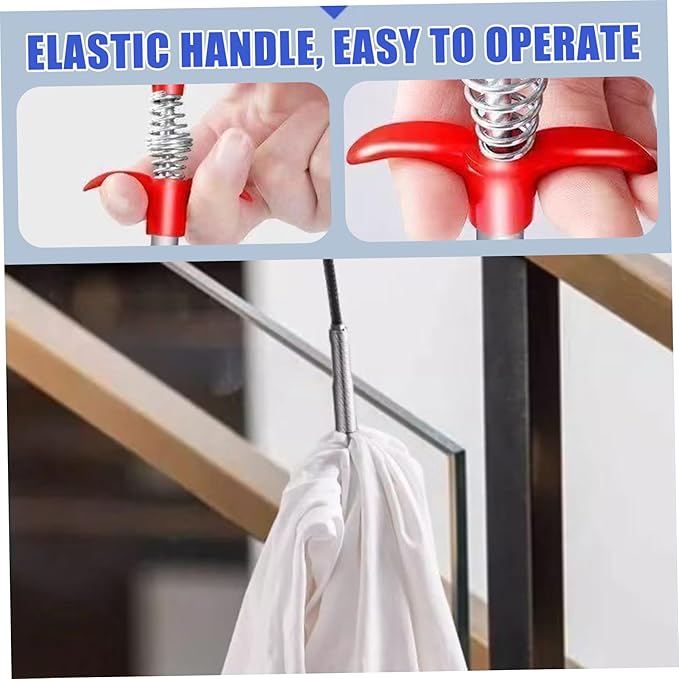 Drain Cleaner Tool, 63 Inch Flexible Drain Clog Remover Tool with 4 Claws, Sink Snake Hair Remover for Toilet Sewer Shower Kitchen Bathroom