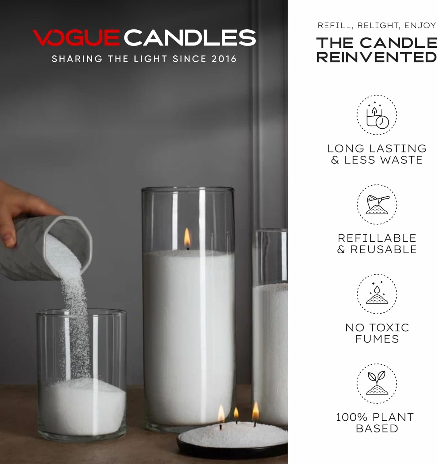 Vogue Candles 5LB Candle Sand with 50 Wicks | Bulk Refillable Plant-Based Granules for Custom Candle Making | Unscented, Clean Burn, Smoke-Free, Vegan Candle Refill Kit- Nude