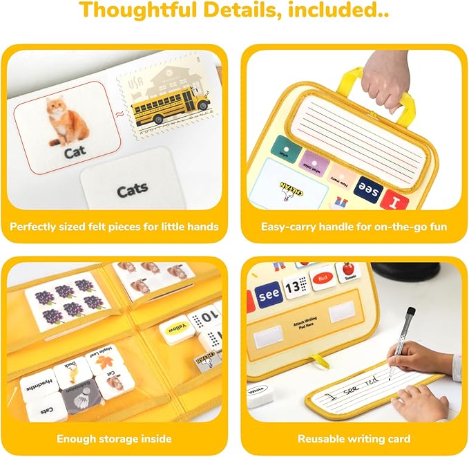 CHEFAN 114 PCS Sentence Building for Kids, Speech Therapy Materials with Writing Board, Educational Learning Games for Special Education, Reading & Language Development (Ages 3-7)
