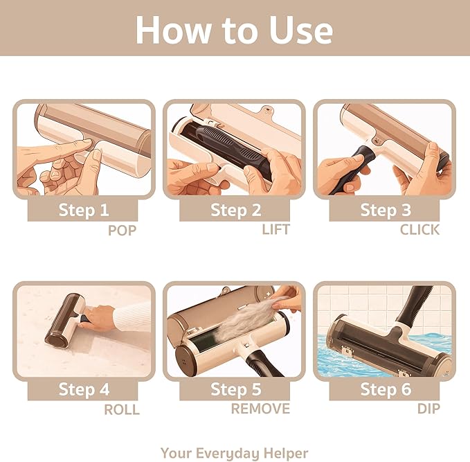 Pet Hair Remover Roller – Reusable Dog & Cat Hair Lint Roller for Couch, Carpet, Furniture, Rugs & Car Seats