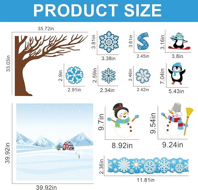 Winter Bulletin Board Decoration Set with Background Paper & Borders Cutouts for Christian Sunday School Classroom Church Decor Christmas Snow in Love with Jesus Bulletin Board Craft Home Wall(Winter)