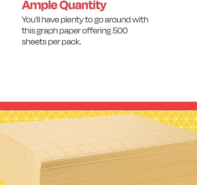 School Smart Graph Paper, 1 Inch Rule, 9 x 12 Inches, Manila, Pack of 500 - 085481