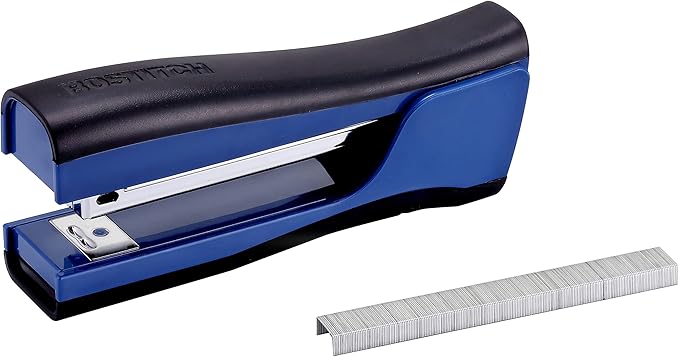 Bostitch Office Dynamo Stand-Up Stapler with Built-in Pencil Sharpener, Staple Remover and Staple Storage, Navy Blue (KT-B696-BLUE)
