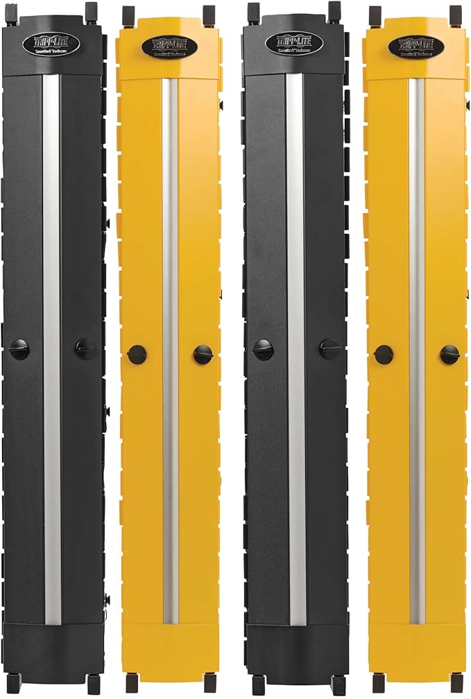 Tripp Lite Vertical Cable Manager, High-Capacity Deep Double Finger Duct, Front-Facing Cover, Four 3.5ft Tall Sections, 6 in Wide x 11.4 in Depth, 2 Black + 2 Yellow, 5-Year Warranty (SRCABLEVRT6HD2F)