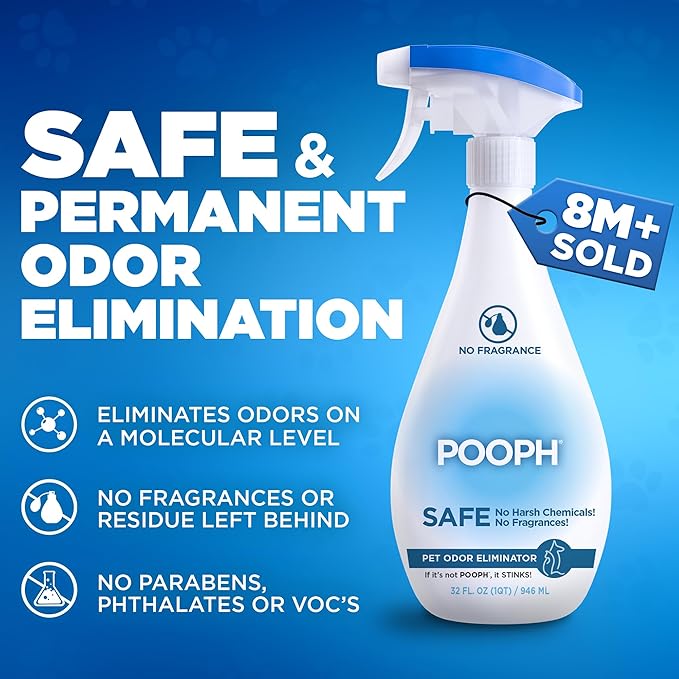 Pooph Pet Odor Eliminator & Pooph Laundry Additive - 2-32oz Bottles - Eliminates Odors at the Molecular Level, Dogs, Cats, Freshener, Eliminator, Urine, Poop, Pee, Deodorizer, Puppy, Fresh, Clean
