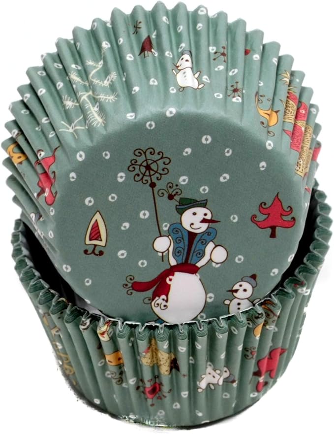 Chef Craft Paper Patterned Cupcake Liners, 50 count, Green/Red/White