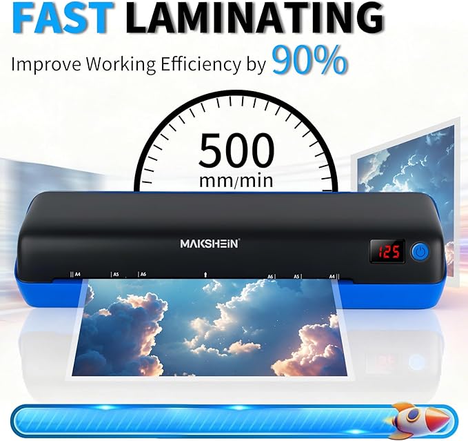 9 Inch Laminator Machine, 30s preheating, 500mm/min Gluing Speed, 10 in1 A4 Thermal Laminator Machine with Never Jam Technology, Use for Home Office School