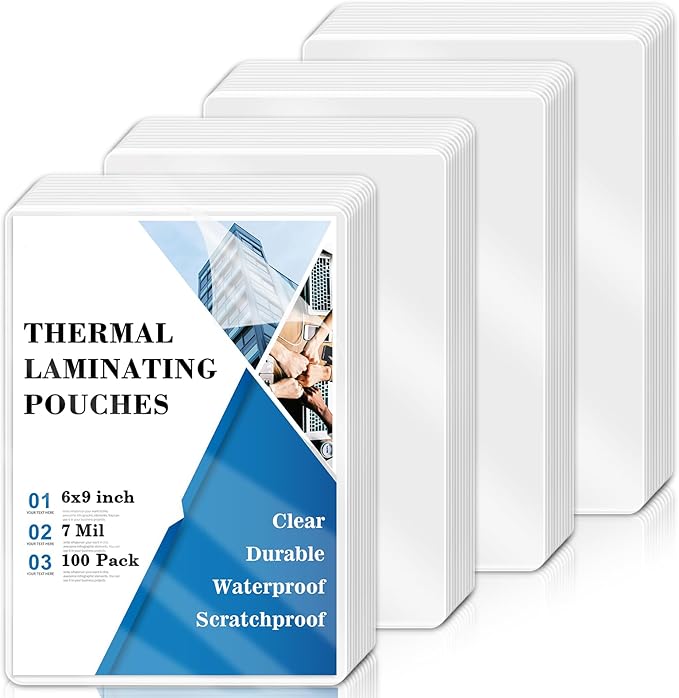 200 Pack 7 mil Thermal Laminating Pouches for 5.5x8.5inch Half Letter Paper Clear Laminating Pouches File Card Laminating Pouches Thermal Laminate Pouch Tags for Work Permits Pass Photos 6" x 9"