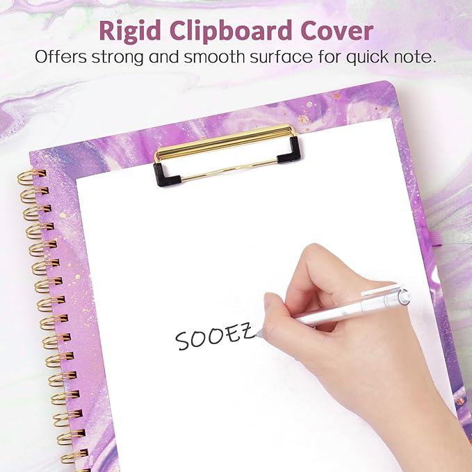 Sooez Clipboard Folio with Refillable Notepad, Folder with 10 Storage Pockets for Letter Size, Spiral Clipboard Notebook, Cute Portfolio for School, Office & Nursing
