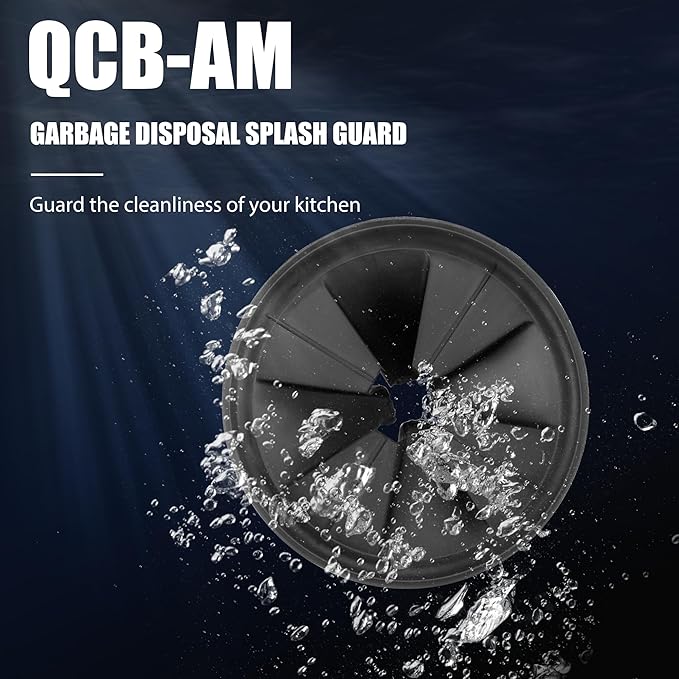 3 3/8" Garbage Disposal Splash Guards Sink Baffle QCB-AM Replacement for InSinkErator Evolution Series, Upgraded Funmit Removable Quiet Collar Drain Plugs, Garbage Disposer Accessories, Black