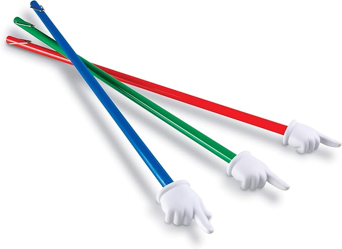 Learning Resources 24-Inch Hand Pointers, Whiteboards, Presentation, Classroom Accessories, Teacher Aids, Set of 3, Grades PreK+, Ages 3+