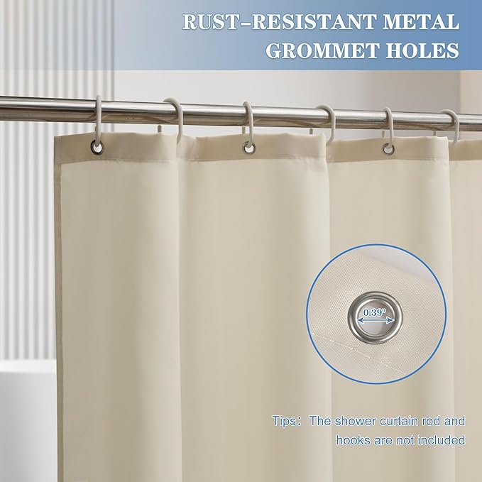 Nasitos Fabric Shower Curtain Liners 4 Pack - W72 x H72 - Washable & Water Resistant Cloth Shower Liner for Bathroom, Soft Hotel Quality, Standard Size (Beige, Include 8 Separate Magnets)