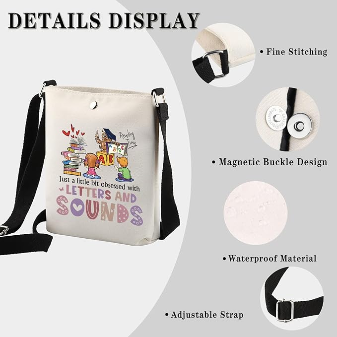 GJTIM Reading Coach Teacher Interventionist Specialist Literacy Gift literacy education gift Phonics Gift Zipper Pouch Makeup Bag (Letters and Sounds CB)