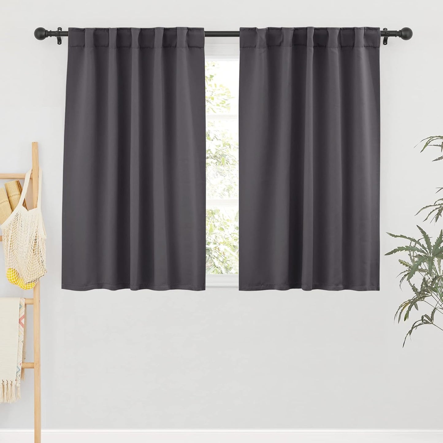 RYB HOME Grey Blackout Curtains - Thermal Insulated Window Drapes for Bedroom Kitchen Dining, Sunlight Block Blinds for Nursery Kid's Room, 42 Width by 54 Length, Gray, 2 Panels