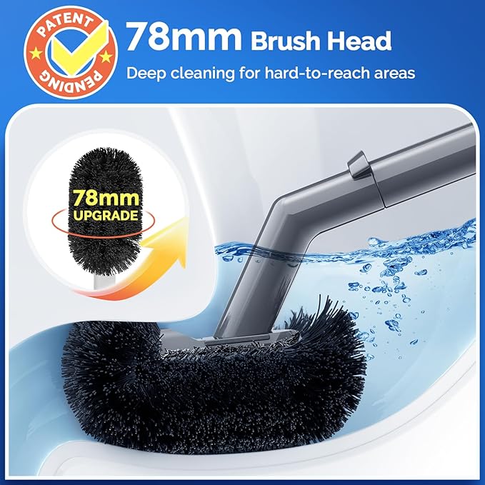 HAMITOR Toilet Plunger and Brush Set for Bathroom Cleaning with Extented Handle - Heavy Duty Toilet Plunger Combo Accessories with Caddy Stand Holder for Small Space - Gray