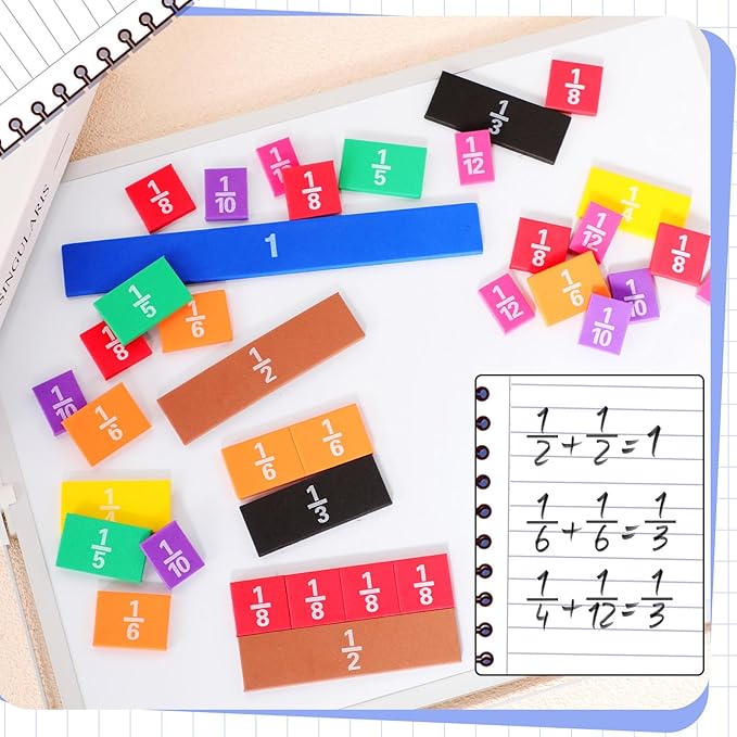 10 Sets Fraction Set for Math Classroom Fractions Manipulatives Math Manipulatives for Home School Supplies (Tiles)