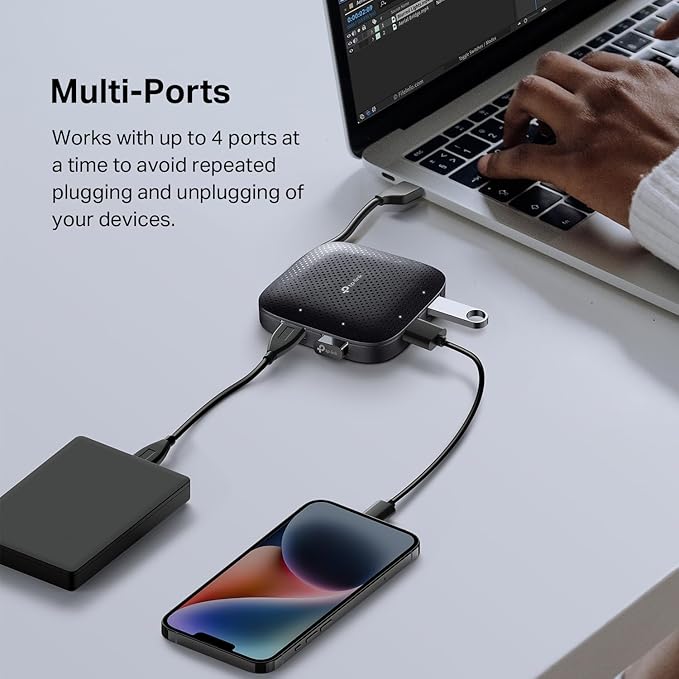 TP-Link 4-Port USB 3.0 Hub, Slim and Compact USB Splitter with Foldable Cord Design, USB hub for Laptop, PC, MacBook, Mac mini, XPS, Surface Pro, Chromebook, Flash Drive, Mobile HDD and More(UH400)