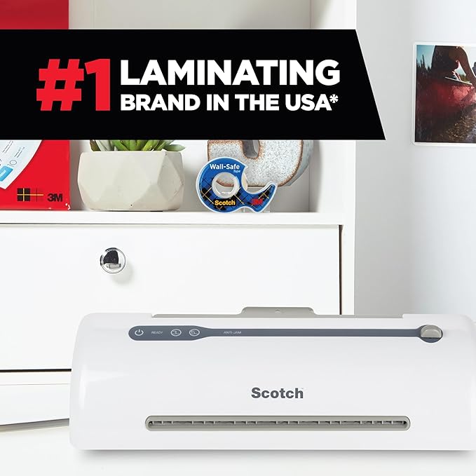 Scotch Rapid Thermal Laminator, Ready in 1 Minute, Never Jam Technology Automatically Prevents Misfed Items, 9 inch, Includes 2 Pouches (TL909X-EF), 1 Packs per case