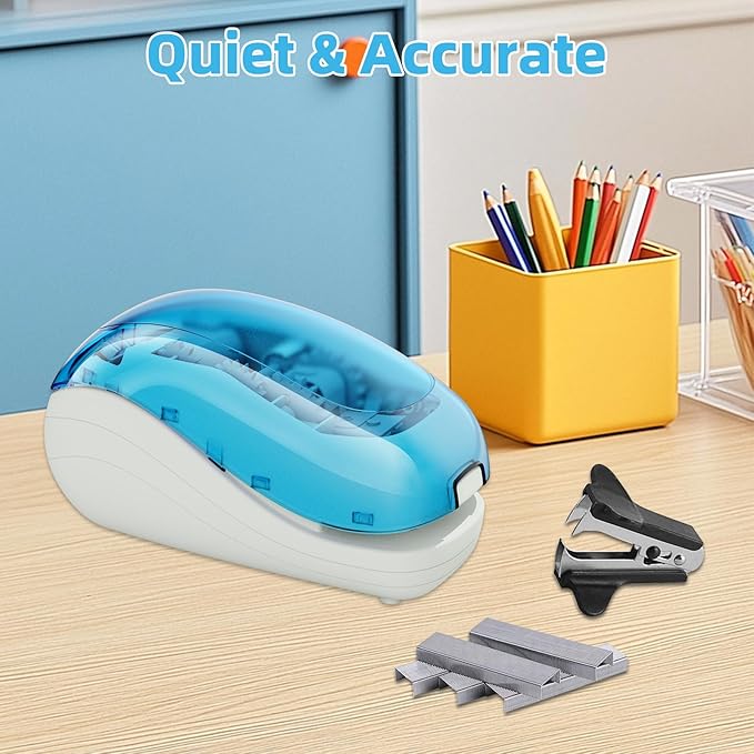 Electric Stapler,Including 2000 Staples and 1 Staple Remover, Suitable for Palm Size and high Comfort，25 Sheet Capacity, AC Adapter or Battery Powered，Battery not Included