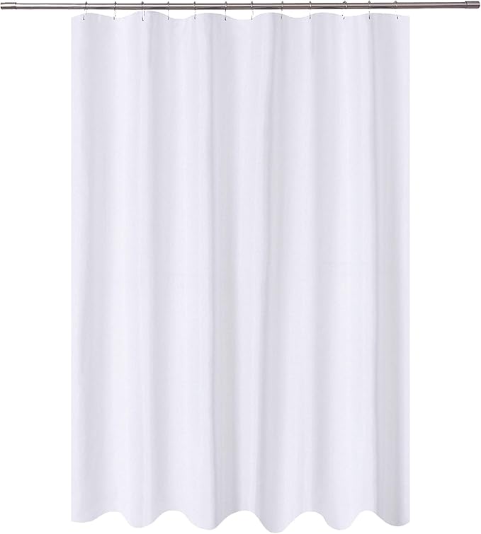 N&Y HOME Fabric Shower Curtain Liner Extra Long 72 x 84 Inches with 2 Bottom Magnets, Hotel Quality, Washable, White Spa Bathroom Curtains with Grommets, 72x84