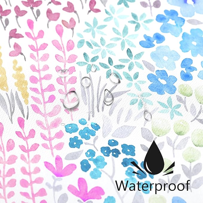 Small Stall Shower Curtain 36 x 72 Inch, Half Narrow Cute Floral Shower Curtain for Bathroom, Blue Pink Yellow Wildflower Boho Cottagecore Fabric Shower Curtain Set with Hooks