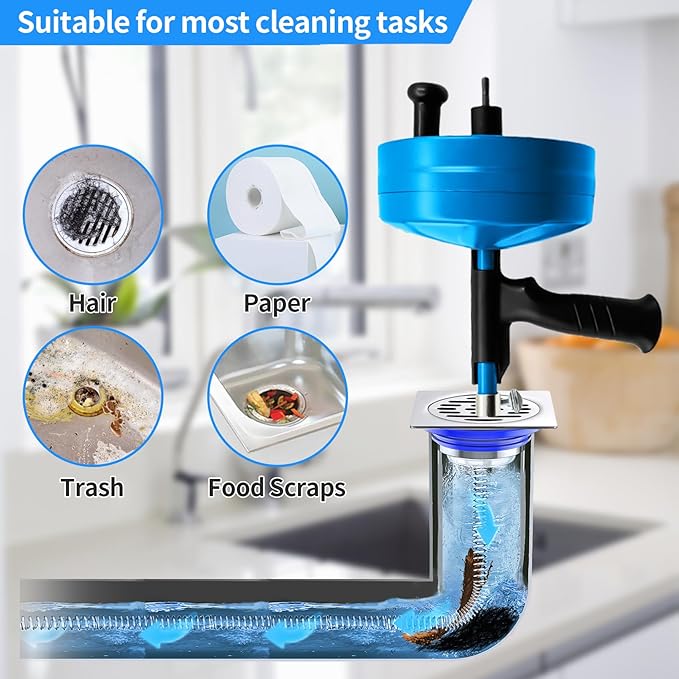 50 Ft Drain Snake, Plumbing Snake with Drill Attachment, Manual & Drill-Powered Drain Auger for Shower, Sink, Bathroom and Kitchen, with Gloves and Storage Bag