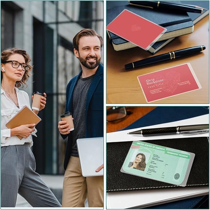 100 Sheets Self Seal Laminating Pouches Business Card Size 2.6x3.9inch Self Adhesive Laminating Sheets Gloss Finish No Laminating Machine Needed for Id Card Small Card (2.5x3.5inch)