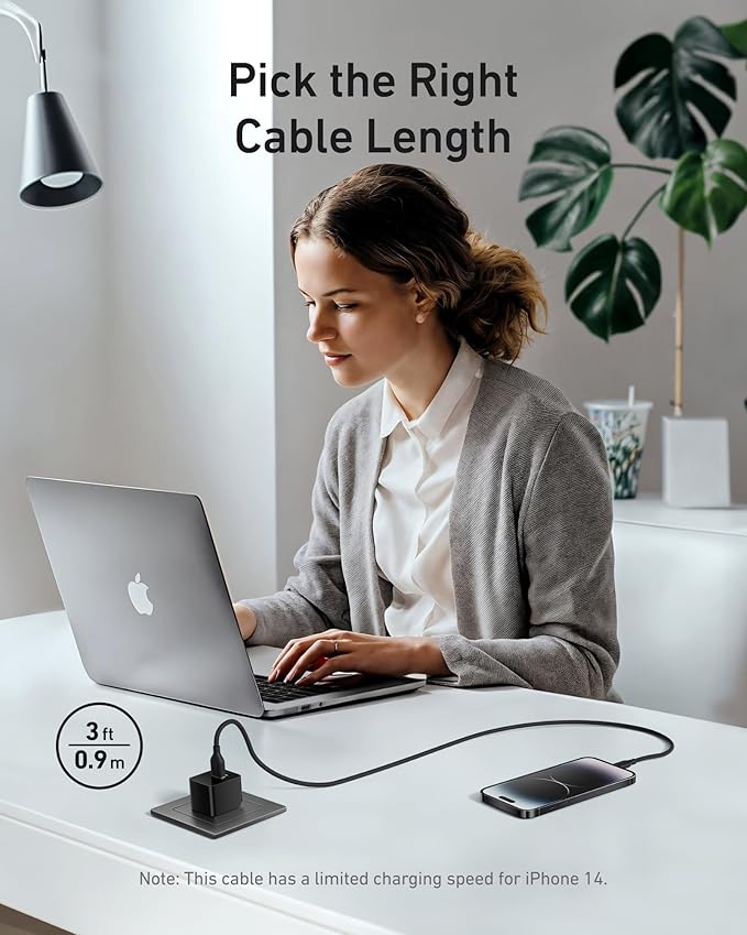 Anker Flow USB A to Lightning Cable, Durable Charging Cord for iPhone 14/13, AirPods, and More (Cord Organizer Included) (3FT, USB 2.0)