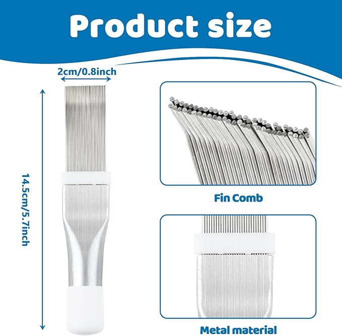3Pcs Air Conditioner Condenser Fin Cleaning Brush Set, Stainless Steel Ac Fin Comb, Ac Coil Cleaner Brush for Mini Split, Refrigerator Coils, Evaporator