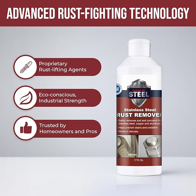 Stainless Steel Rust Remover and Stain Cleaner | NSF Approved | Non-Toxic & Food Safe | Quickly Cleans Commercial Equipment, Appliances, Grills, Sinks, and Tools â€“ 1 liter