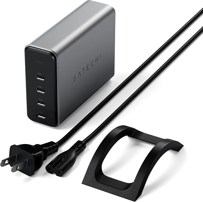 Satechi 165W USB C 4-Port GaN Charging Station, 4 USB-C PD, Laptop Charger, for MacBook Air/Pro M5/M4/M3, iPad Air/Pro M5/M4/M3, iPad 11th gen, iPad mini, iPhone 17/16 Galaxy S25, Windows