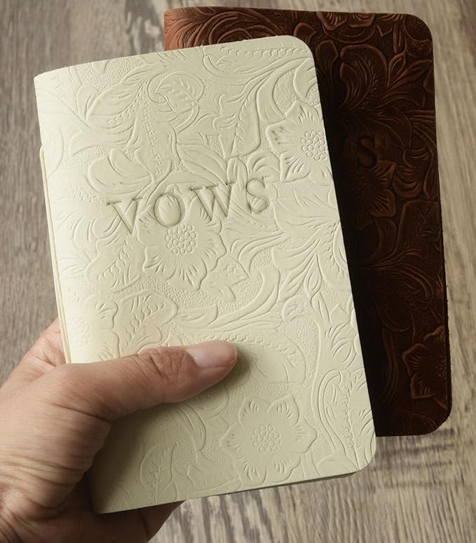 Genuine Leather Wedding Vow Books Set of 2 - His and Her Vow Notebooks for Couples, 5.8 x 3.8 Inch Wedding Vow Journal, Bridal Shower Gift
