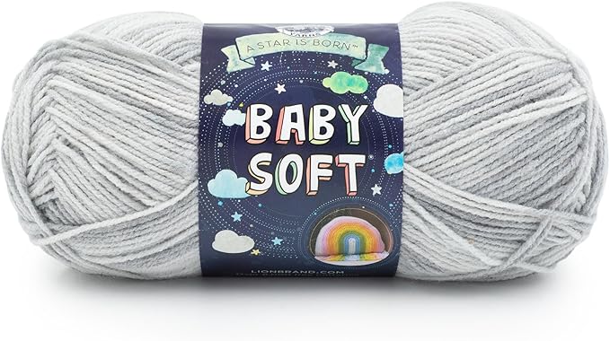 Lion Brand Yarn, Baby Soft Baby Blanket Yarn for Crocheting, Knitting, and Crafts, Grey Print, 1 Pack