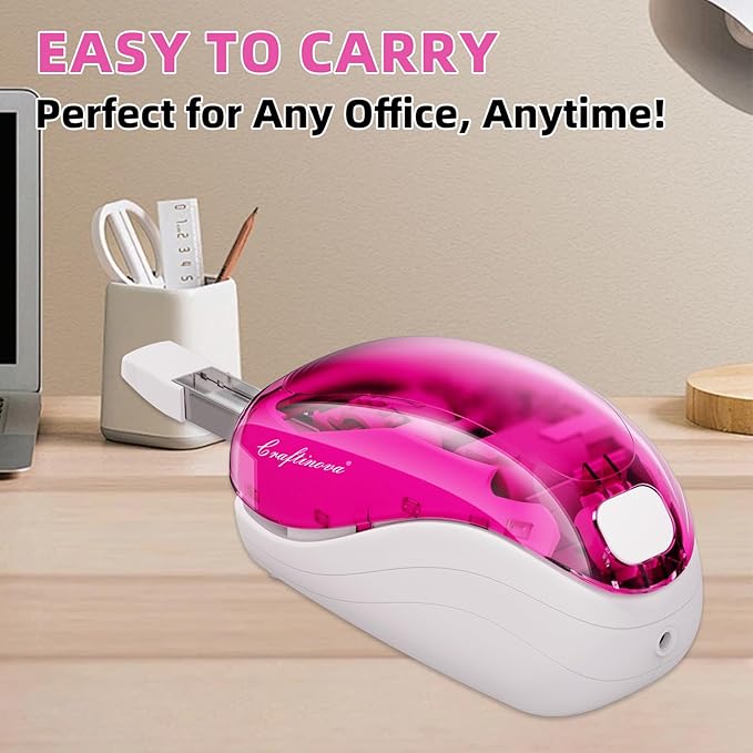 Electric Stapler-Pink,Including 2000 Staples and 1 Staple Remover, Suitable for Palm Size and high Comfort，25 Sheet Capacity, AC Adapter or Battery Powered，Battery not Included