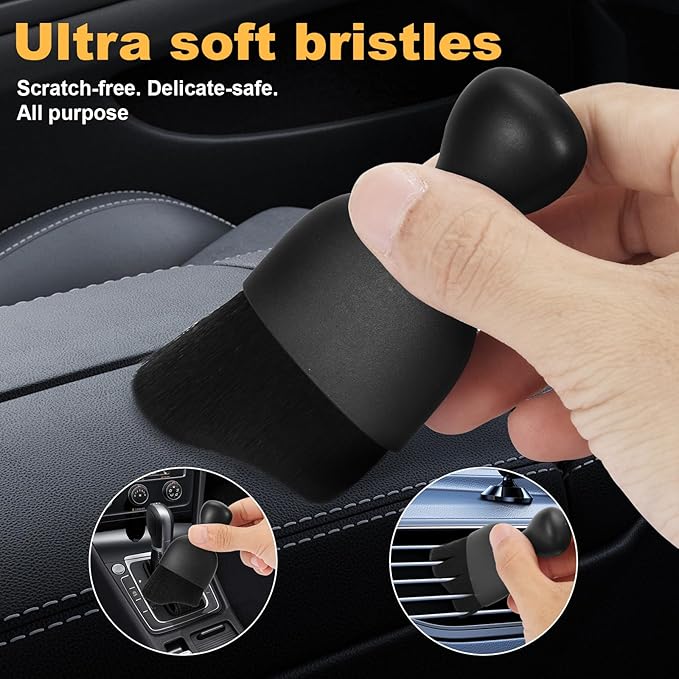 8-Piece Car Interior & Exterior Cleaning Kit - 160g Gel (128% More Than 70g), Boars Hair Brushes, Ultra-Soft Detail Brush, Microfiber Cloths, Duster | for Auto/Truck/SUV