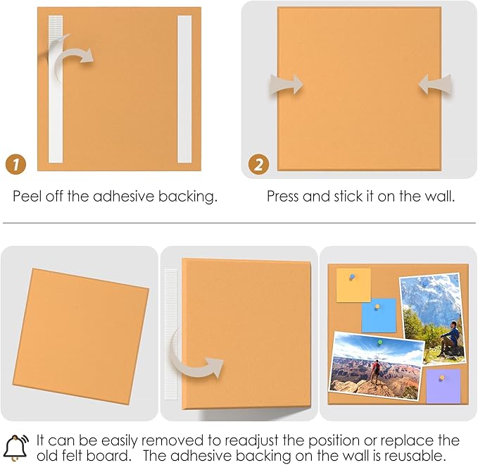 MaxGear Large Cork Board for Wall 36" x 24", Mustard Yellow Bulletin Board, 6 Pack Felt Wall Tiles with Pushpins, Cork Boards for Office Pin Board Tack Board Cork Boards