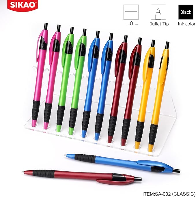 Pens Bulk, 60 Pack Gripped Slimster Ballpoint Pens Black Ink 1.0mm Medium Point Smooth Writing, Click Pens with Comfort Grip for Teachers, Students, Restaurant Servers, School & Office Use