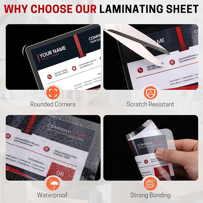 CAREGY 500 Count Thermal Laminating Pouches,5Mil,Hold 2 x 3.5 inch Business Card Laminate Pouches for Laminator, Clear Lamination Paper Protection 2.3 x 3.7 inch, Round Corner, Home & Office
