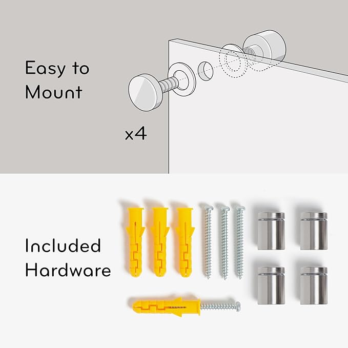 U Brands Glass Dry Erase Board, 48" x 96", 8'x4', White Frosted Surface With Silver Grommets, Frameless, Includes Marker